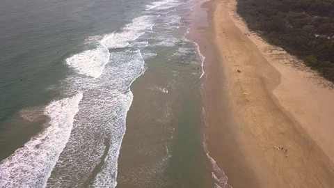Aerial view of long stretch of beach Stock Footage 91675102