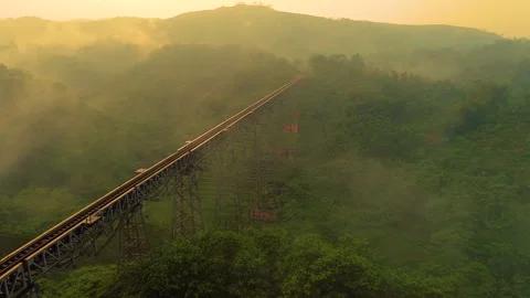 Aerial View of the Longest Active Train Bridge of Cikubang Railway Bridge Stock-Footage 132168581