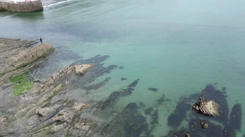 Aerial View Looe Beach and Ocean of England UK Stock-Footage 315382812