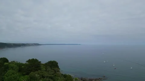 Aerial View Looe Beach and Ocean of England UK Stock-Footage 315383095