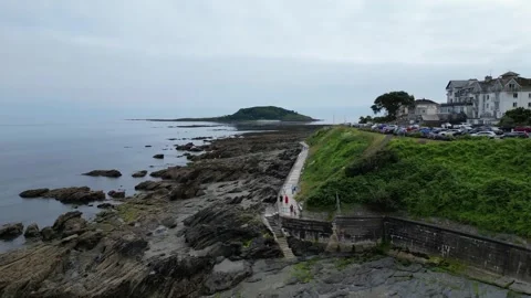 Aerial View of Looe River and Beach Town of England UK Video stock 313368011
