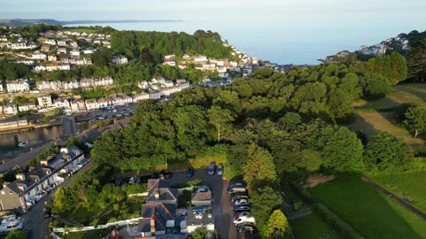 Aerial View of Looe River and Beach Town of England UK Stock-Footage 317214481