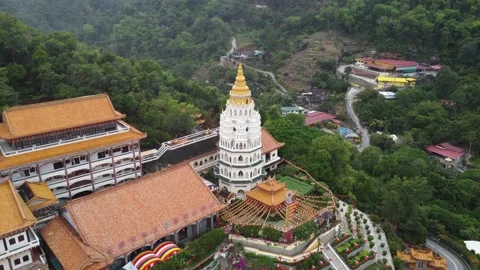 Aerial view look down pagoda at Kek Lok Si Stock Footage 150306465