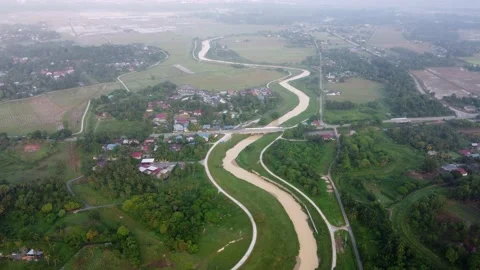 Aerial view look down river Stock Footage 196398496