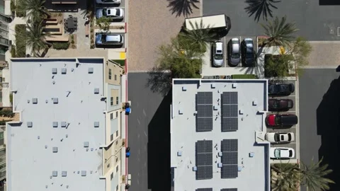 Aerial View Looking Down at Condo Buildings in a Residential Area Stock Footage 150897743