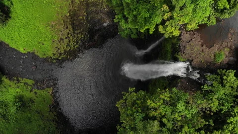 Aerial view looking down on Fuipisia Waterfall in Samoa Vídeos de archivo 131199708