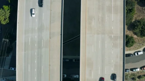 Aerial view looking down on highway Stock Footage 112234270