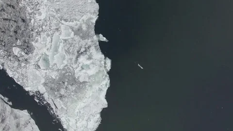 Aerial View Looking Down of Large Ice Formations on the Great Lakes Stock Footage 81880181