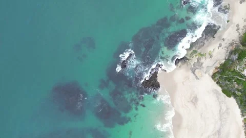 Aerial View Looking Down over Ocean Coast Vídeo Stock 246409592