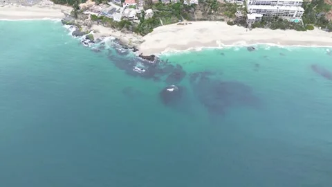 Aerial View Looking Down over Ocean Coast Vídeo Stock 246409597