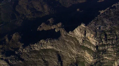 Aerial view looking down on Table Mountain cable car station Stock Footage 37733103