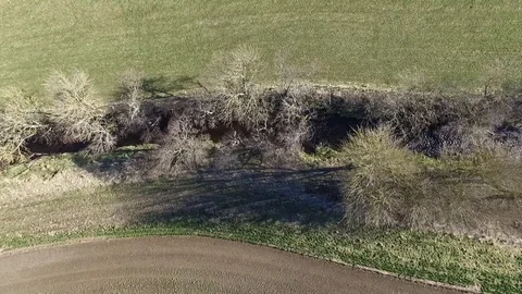 Aerial view looking down on typical Scottish farmland Vídeo Stock 88601762
