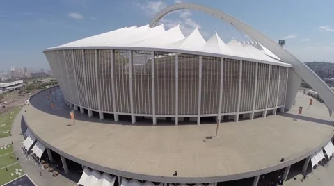 Aerial view looking it to the sides of Moses Mabhida Stadium Stock Footage 59903882