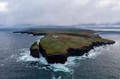 Aerial view of Loop Head Lighthouse Stock Photos