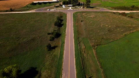 Aerial view of the loop road and shelters at the geographic center of the United Stock-Footage 345532885