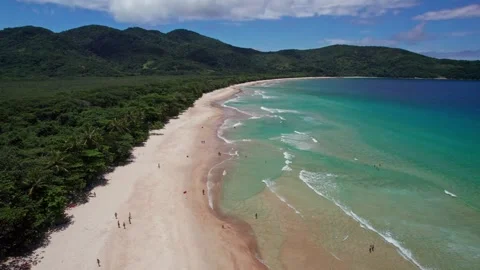Aerial view of Lopes Mendes Beach, a tropical paradise on Ilha Grande Stockbeeldmateriaal 336255974