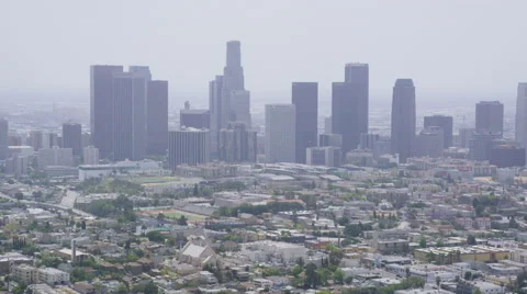 Aerial view of Los Angeles City Skyline Stock Footage 40644853