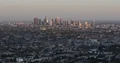 Aerial View of Los Angeles City Skyline Downtown Famous La Landmark Sunset Light 4k or 4k+ Resolution