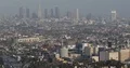 Aerial View of Los Angeles City Skyline Buildings Cars Traffic Hollywood Freeway 4k or 4k+ Resolution