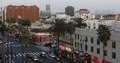 Aerial View Los Angeles Skyline People Crossing Crosswalk on Hollywood Boulevard 4k or 4k+ Resolution