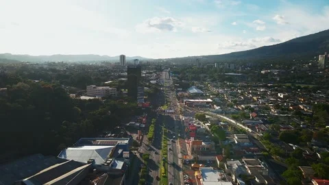 Aerial View Of Los Proceres Boulevard In San Salvador Stock Footage 147059824