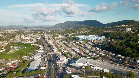 Aerial View Of Los Proceres Boulevard In San Salvador Stock Footage 147102272
