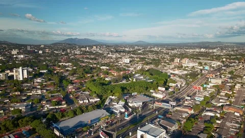 Aerial View Of Los Proceres Boulevard In San Salvador Stock Footage 147140484