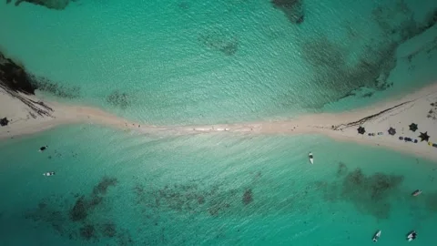 Aerial view of Los Roques archipelago sandbar in Venezuela. Stock Footage 345589153