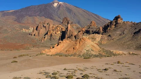 Aerial view of Los Roques de Garcia near Teide on Tenerife Stock Footage 102763897