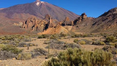 Aerial view of Los Roques de Garcia near Teide on Tenerife Stock Footage 102763928