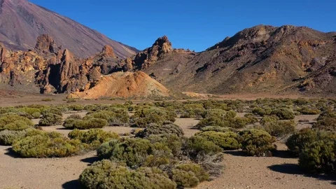 Aerial view of Los Roques de Garcia near Teide on Tenerife Stock Footage 102764108