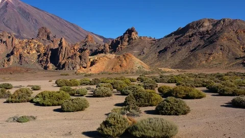 Aerial view of Los Roques de Garcia near Teide on Tenerife Stock Footage 102764235