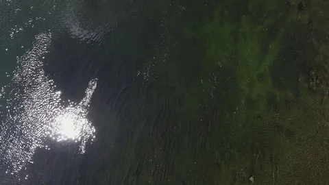 Aerial view. Low flight over fresh cold river at sunny summer morning. Stock Footage 82070148