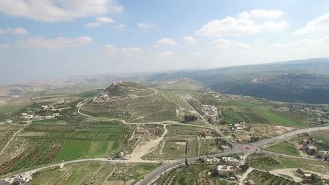 Aerial view of Lower &amp; Higher Herodium ruins. West Bank. Israel. DJI-0143-06 Stock Footage 123737943