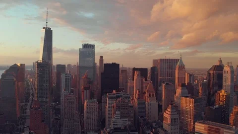 Aerial view of of lower manhattan 動画素材 93243839