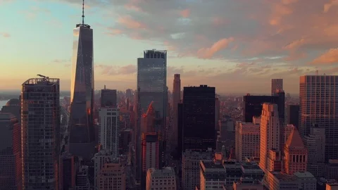 Aerial view of lower manhattan Stock Footage 93245226