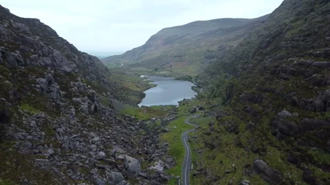 Aerial View Lowering into Gap of Dunloe Ireland Stock-Footage 242871849