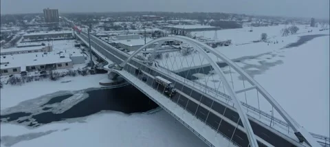 Aerial View Of Lowry Ave From Lowry Bridge In Minneapolis In Winter Stock Footage 230562111