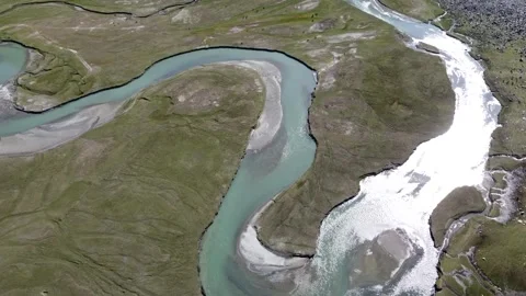 Aerial view of lush and pristine Allah Wali Lake, Astore Valley Stock Footage 280307479