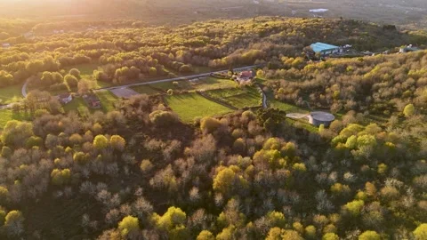 Aerial view of lush forests and rolling hills in Galicia, Spain. Stock Footage 334827253