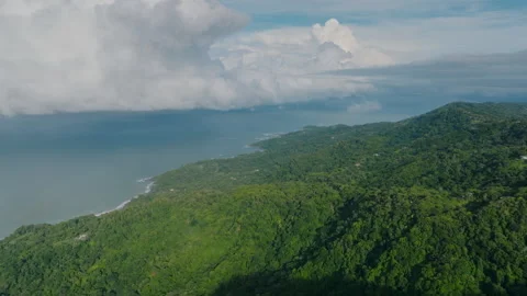 Aerial View Of Lush Rainforest. Remote Slopes Observed From Drone Flight Stockbeeldmateriaal 336032771