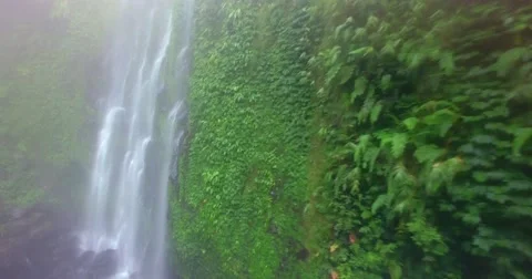 Aerial view of lush waterfall pools in Camiguin, Philippines Stock Footage 61550271