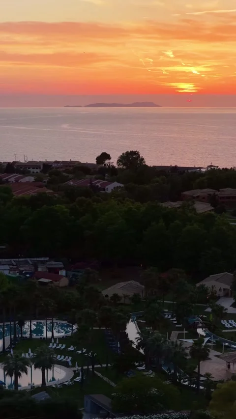 Aerial View of LUXME Grecotel Costa Botanica Luxury Hotel Buildings and Pools Stock Footage 337016341