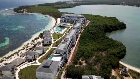 Aerial View of Luxury Beach and Resort in Jamaica. Stock Footage 101558099