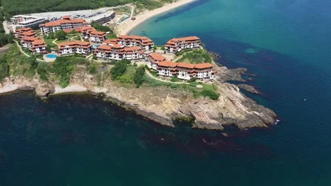Aerial view to luxury hotel complex Sveti Toma near to Sozopol, Bulgaria 스톡 동영상 277822692