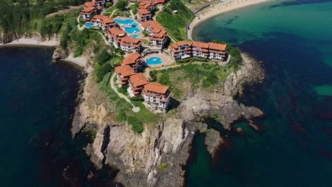 Aerial view to luxury hotel complex Sveti Toma near to Sozopol, Bulgaria 스톡 동영상 277830262