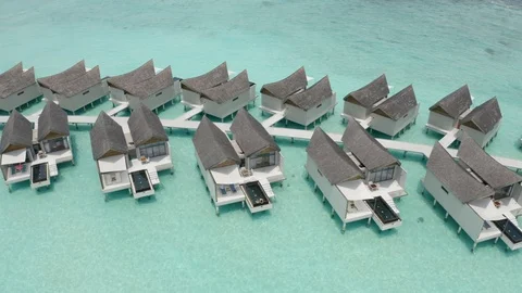 Aerial View of Luxury Villas in the Maldives Stock Footage