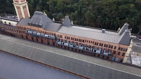 Aerial View of Luz Train Station in Sao Paulo Brazil Stock Footage 336276001
