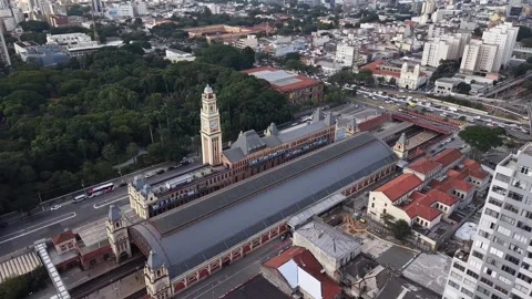 Aerial View of Luz Train Station in Sao Paulo Brazil Vidéo 336276038