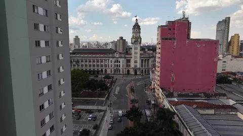 Aerial View of Luz Train Station in Sao Paulo Brazil Stock Footage 336276056